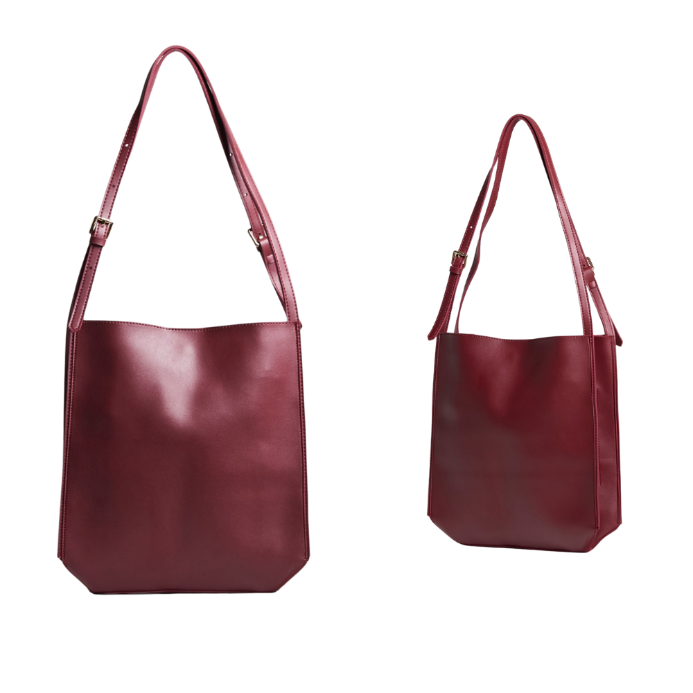 Sac Bandoulière Minimaliste en Cuir Végan | Grand Sac Quotidien Femme