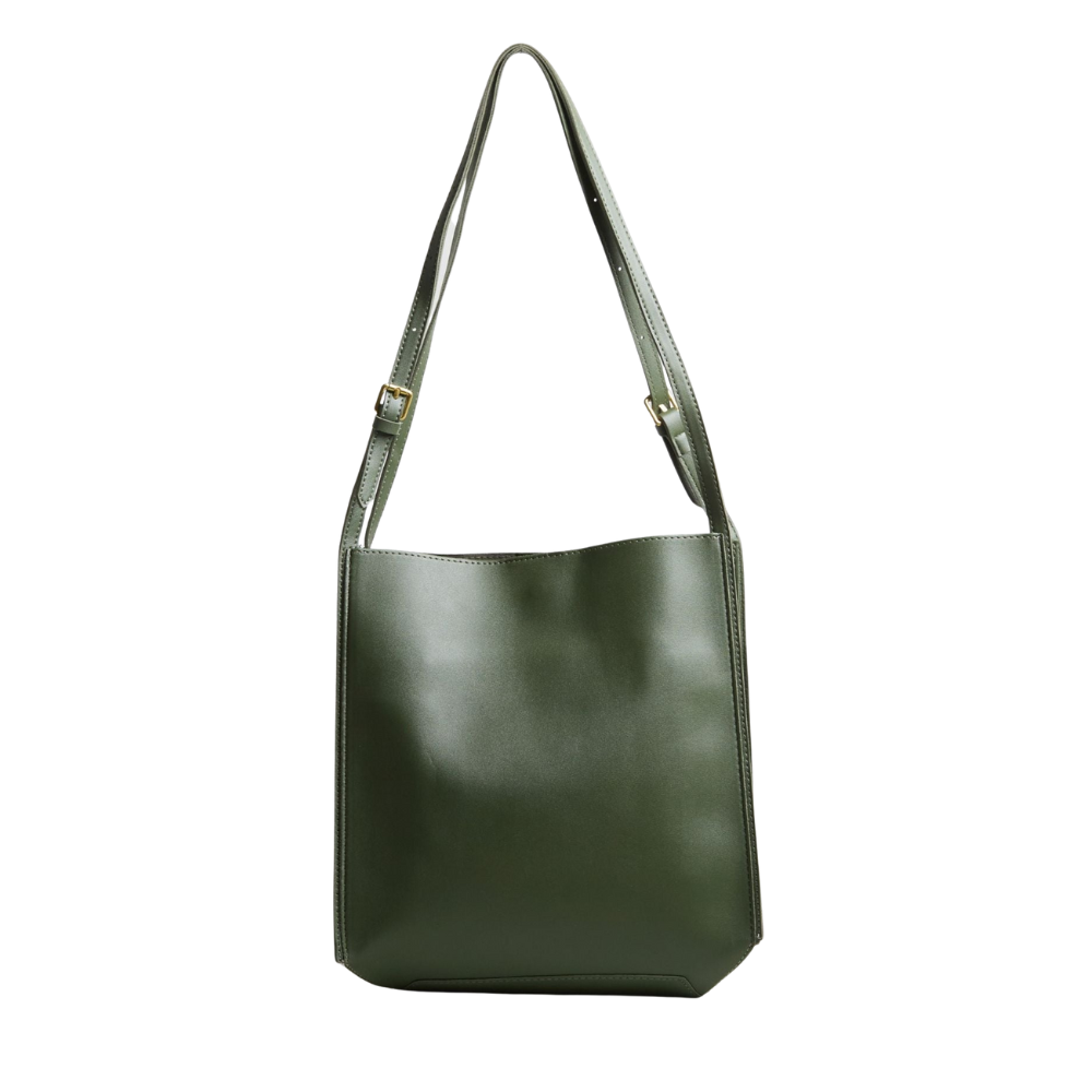 Sac Bandoulière Minimaliste en Cuir Végan | Grand Sac Quotidien Femme