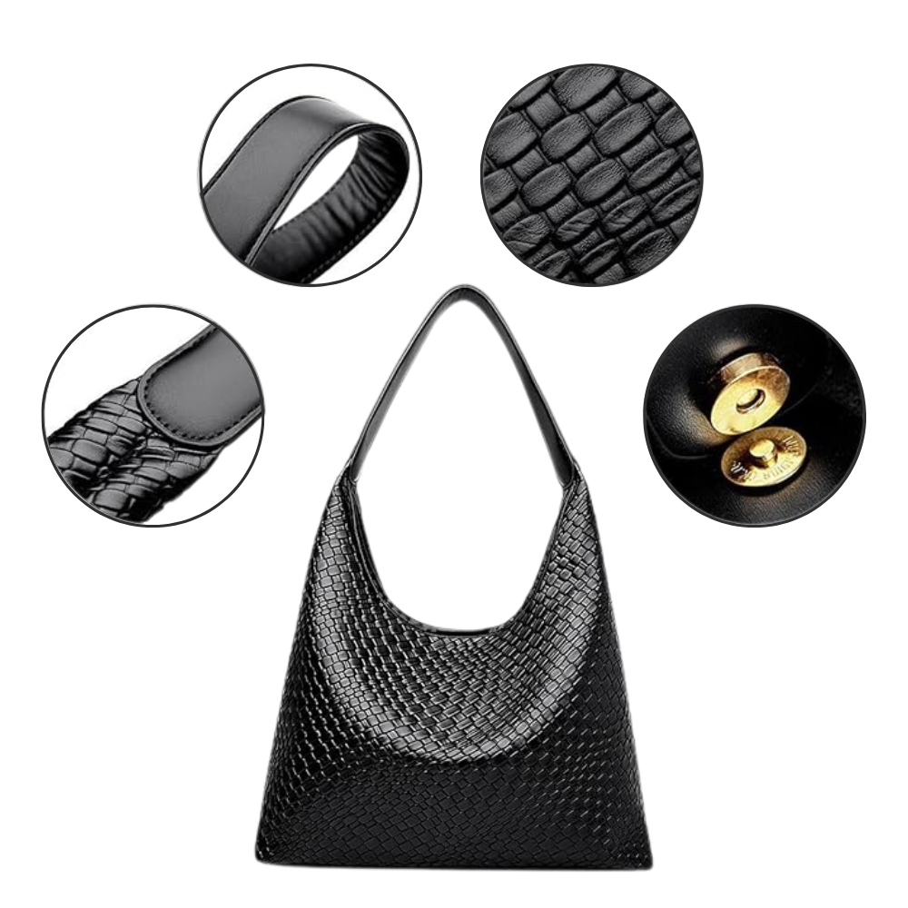 Sac Épaule Croco avec Pochette | Léger & Spacieux