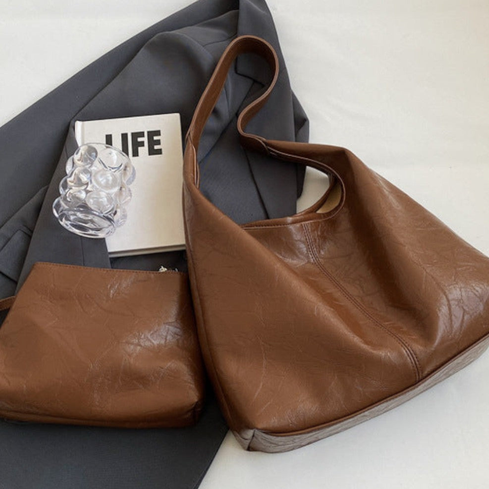 Sac Fourre-Tout en Cuir Vegan avec Pochette | Élégance Moderne