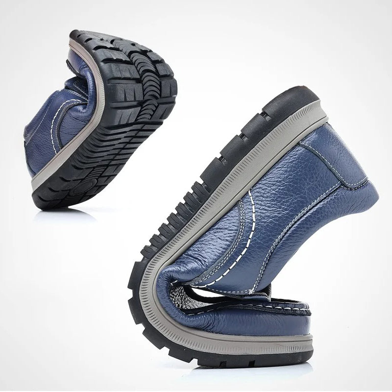 Mocassin orthopédique homme en cuir souple décontracté