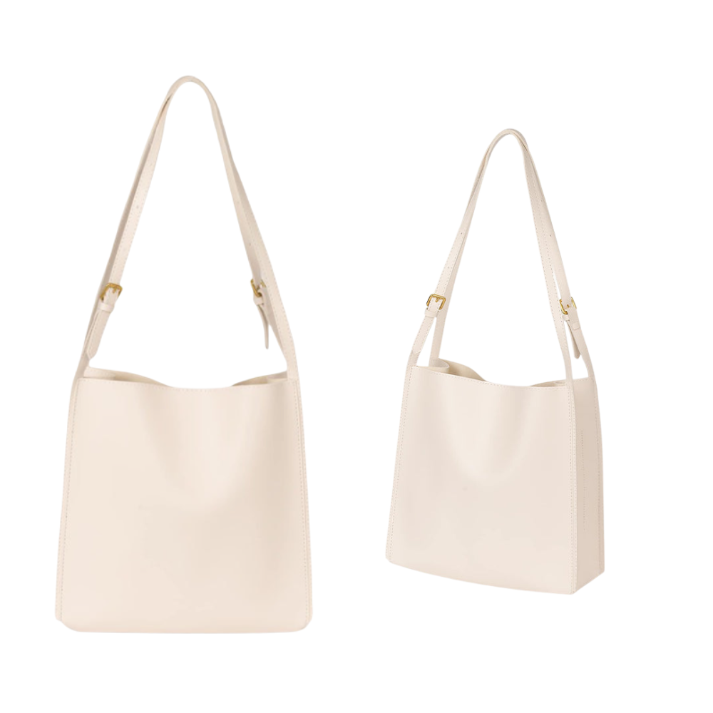 Sac Bandoulière Minimaliste en Cuir Végan | Grand Sac Quotidien Femme