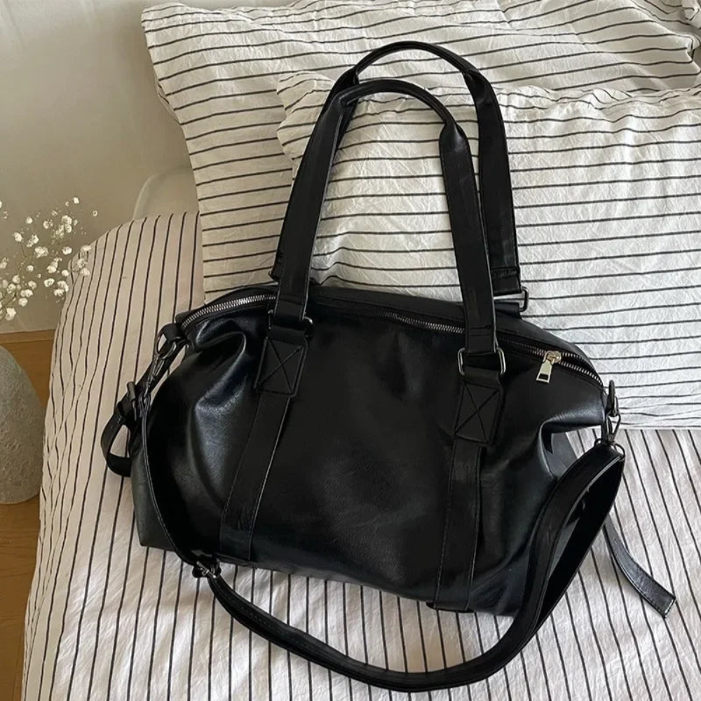 Sac 2-en-1 en Cuir Végan Élégant Noir | École & Travail