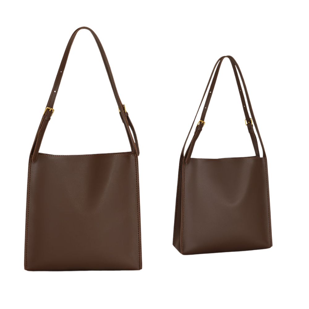 Sac Bandoulière Minimaliste en Cuir Végan | Grand Sac Quotidien Femme