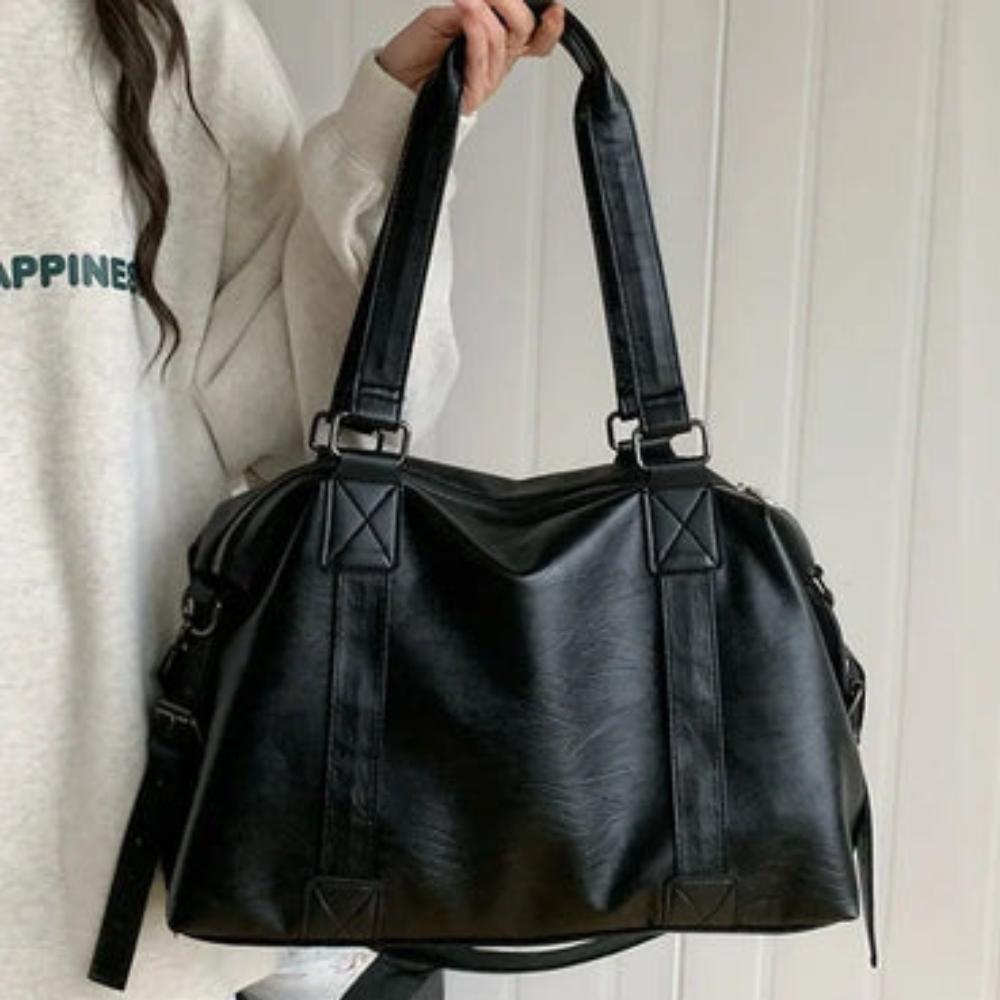 Sac 2-en-1 en Cuir Végan Élégant Noir | École & Travail