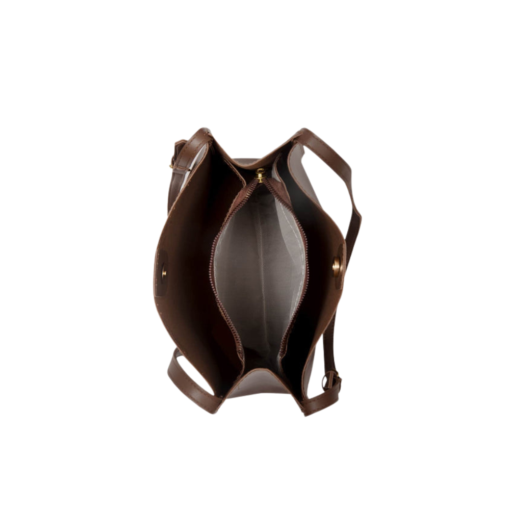 Sac Bandoulière Minimaliste en Cuir Végan | Grand Sac Quotidien Femme