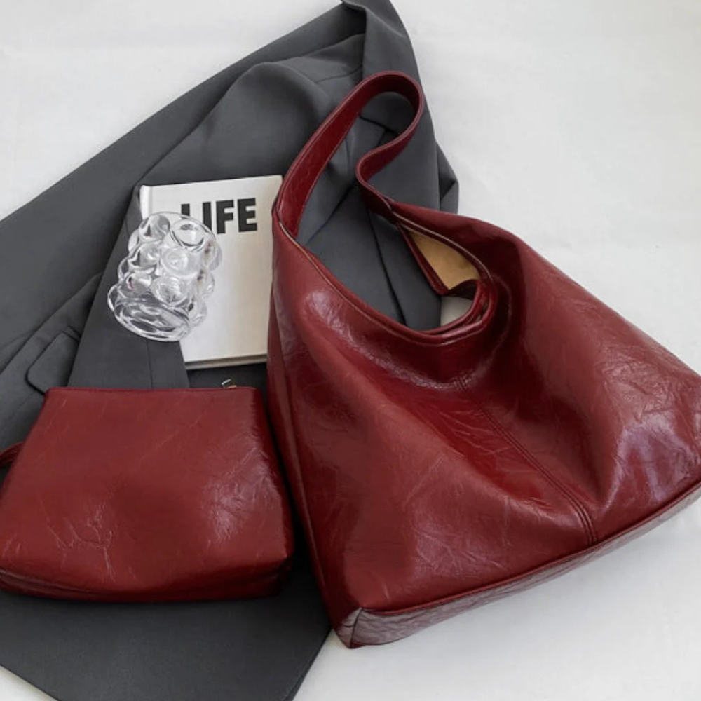 Sac Fourre-Tout en Cuir Vegan avec Pochette | Élégance Moderne