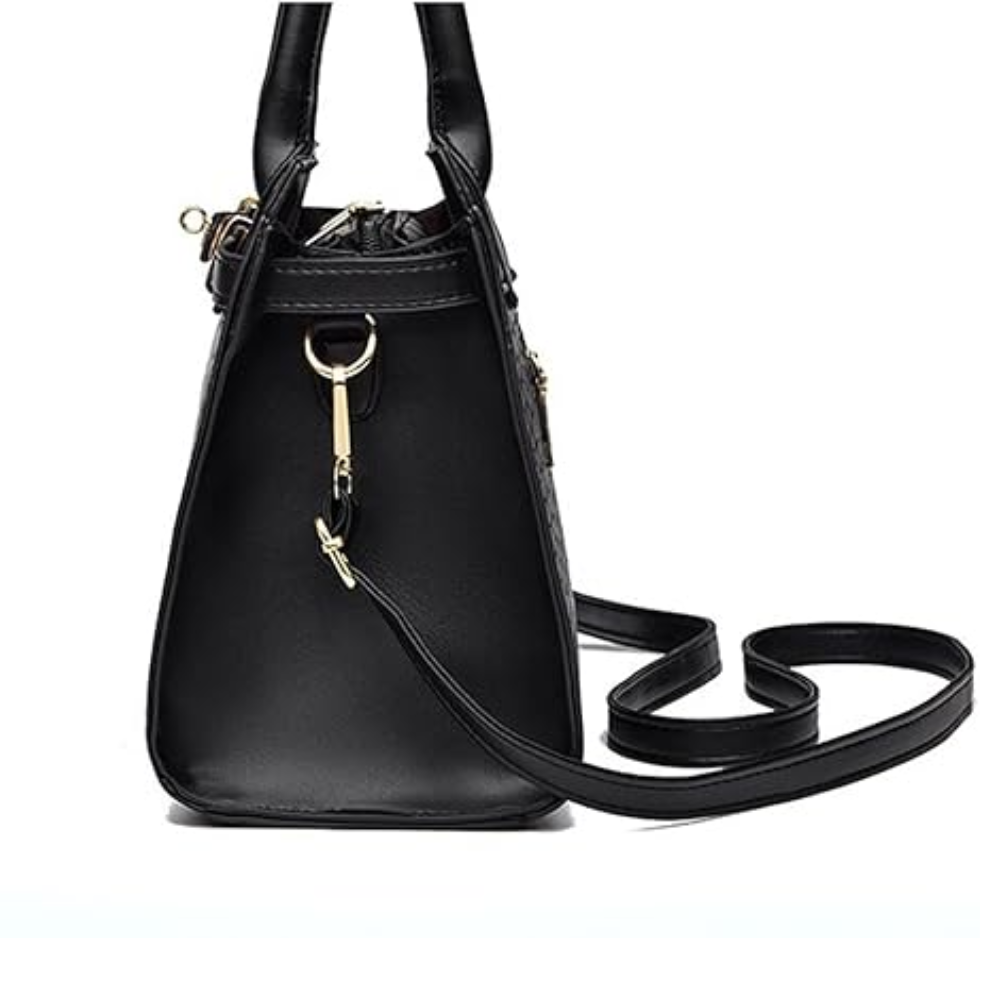 Sac À Main Croco Élégant En Cuir Végan 3-en-1 | Luxe Moderne