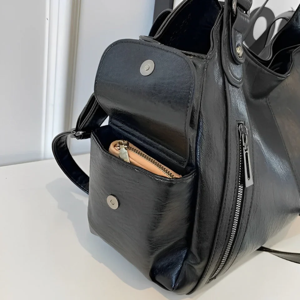 Sac à Main Multi-Poches avec Bandoulière | Similicuir Léger et Spacieux