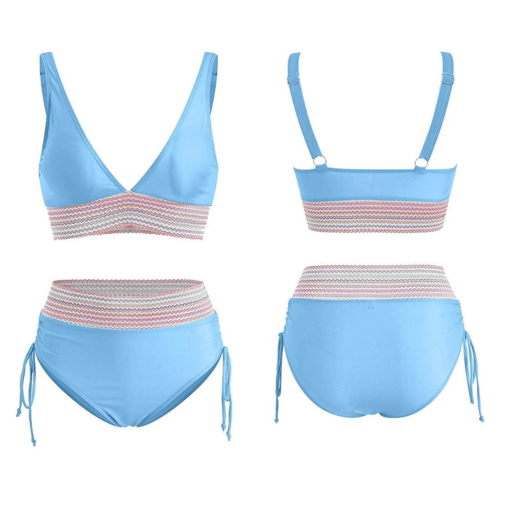 Ensemble Bikini Shoreline Curve | Maillot Taille Haute avec Contrôle du Ventre