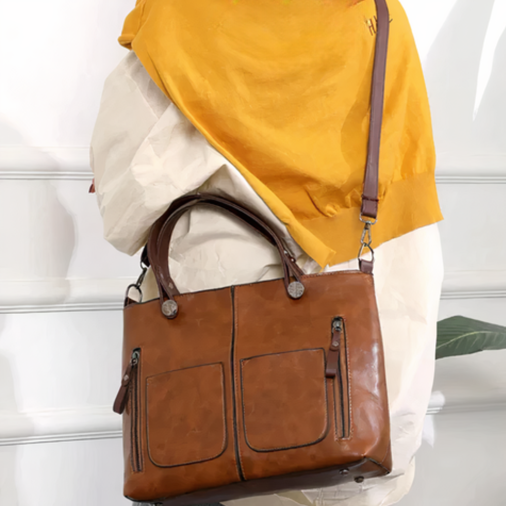 Sac Bandoulière Élégant en Cuir Vegan | Style Rétro Quotidien
