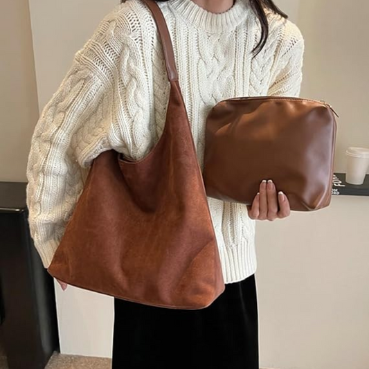 Sac Cabas En Similicuir Suédé Avec Pochette | Élégant, Spacieux