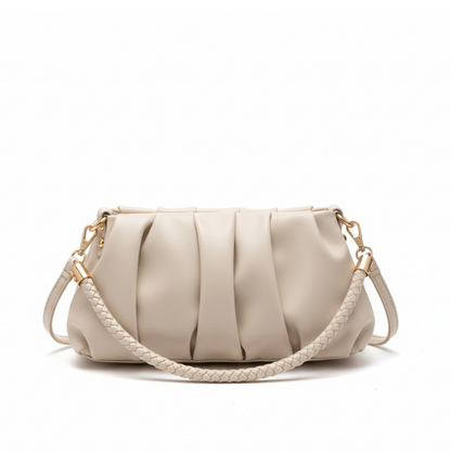 Sac Bandoulière Plissé avec Anse Tressée | Sac à Main Moderne, Léger