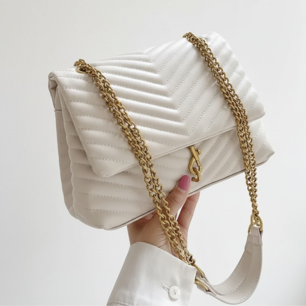 Sac Bandoulière Matelassé avec Chaîne | Sac Épaule Élégant & Pratique