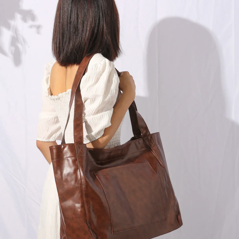 Grand Sac Cabas en Similicuir Luxe | Look Vintage Moderne