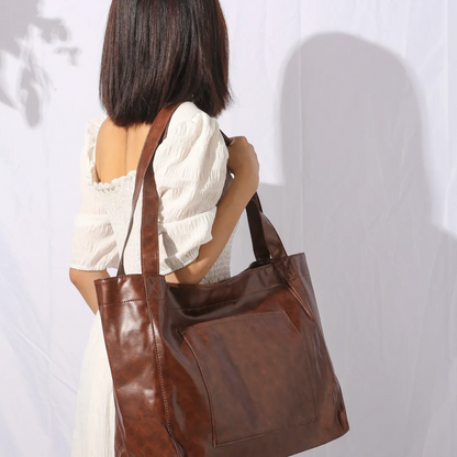 Grand Sac Cabas en Similicuir Luxe | Look Vintage Moderne