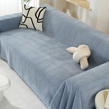 Housse de Canapé en Chenille | Housse de Meuble Douce avec Franges