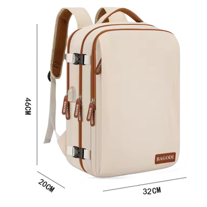 NomadX Sac à Dos Beige | Grande Capacité et Compartiment pour Laptop