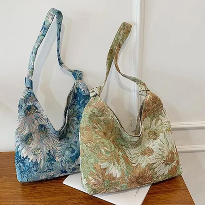Sac Cabas Épaule en Toile Fleurie | Sac à Main Léger, Spacieux