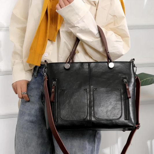 Sac Bandoulière Élégant en Cuir Vegan | Style Rétro Quotidien