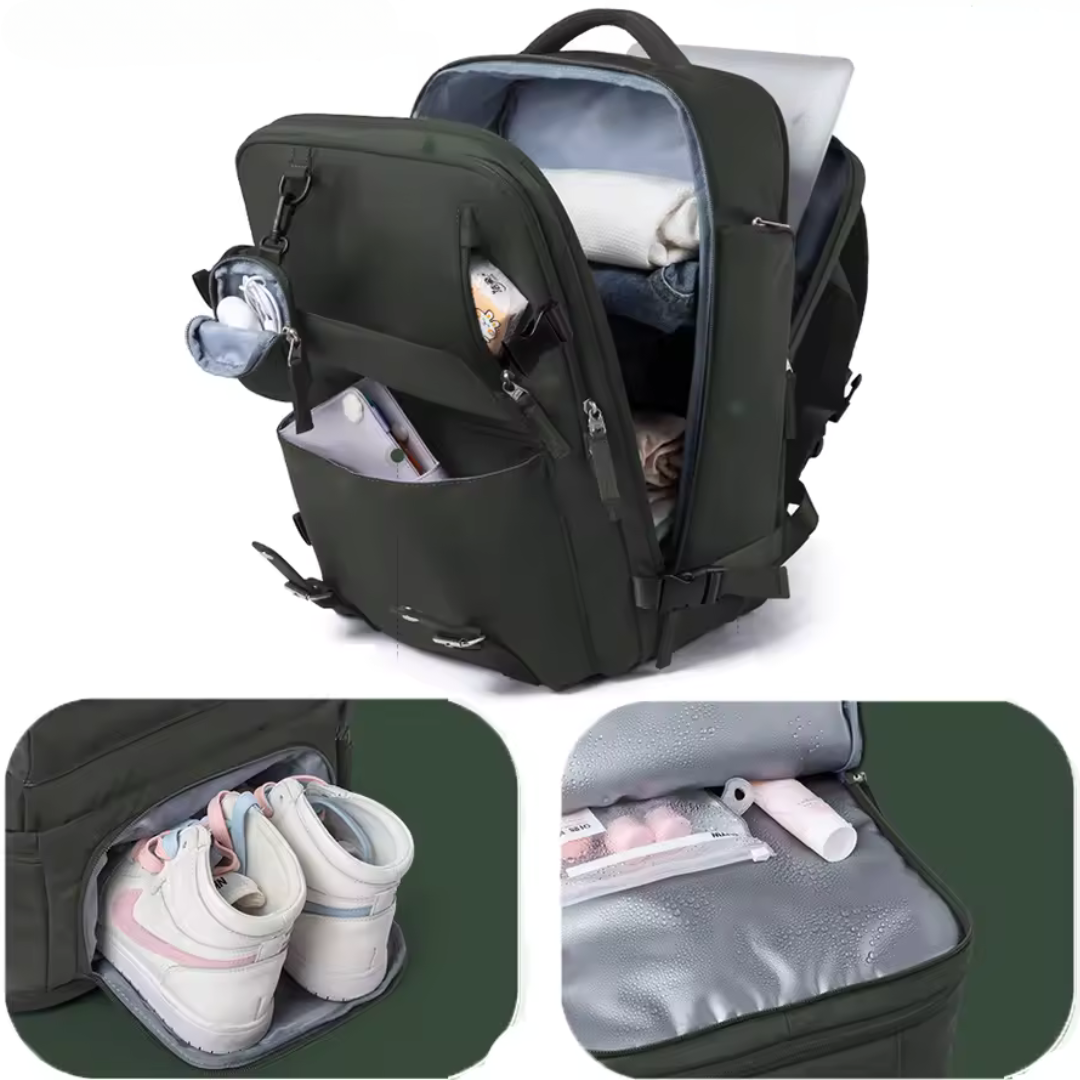 FemPack Élégance Vert armée | Sac à Dos étanche de Grande Capacité