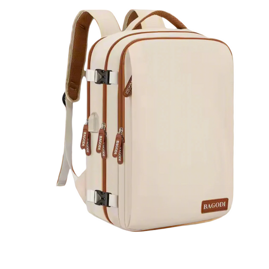 NomadX Sac à Dos Beige | Grande Capacité et Compartiment pour Laptop