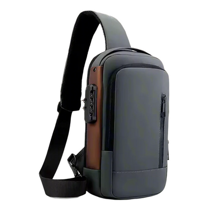 UrbanGuard Crossbody Gris Marron | Sac Bandoulière Urbain Étanche Anti-Vol USB