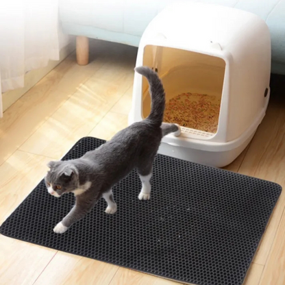 Tapis Litière Chat Double Couche | Protection Anti-Dispersion Nid d’Abeille