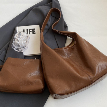 Sac Fourre-Tout en Cuir Vegan avec Pochette | Élégance Moderne