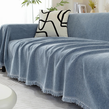 Housse de Canapé en Chenille | Housse de Meuble Douce avec Franges