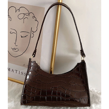 Sac à Main Baguette Texture Croco | Sac d’Épaule Léger et Stylé