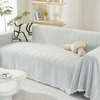 Housse de Canapé en Chenille | Housse de Meuble Douce avec Franges