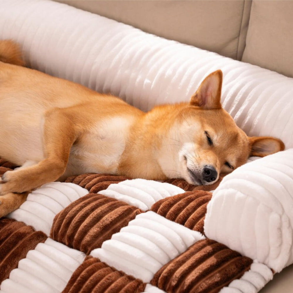 Housse de Canapé à Carreaux pour Chien | Tapis Douillet et Moelleux