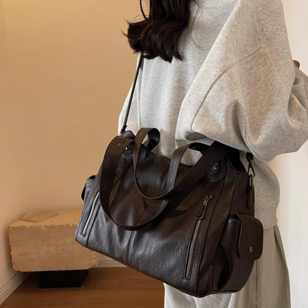 Sac à Main Multi-Poches avec Bandoulière | Similicuir Léger et Spacieux