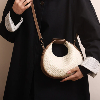 Sac à Main Croissant Tissé en Cuir PU | Sac Épaule Élégant