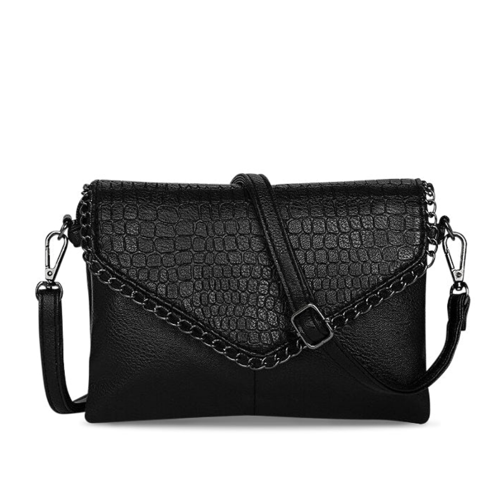 Sac Bandoulière à Rabat Texturé Noir | Sac Bandoulière Léger, Ajustable