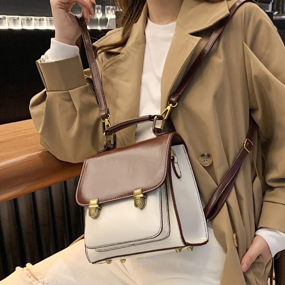 Sac à Dos Rétro Bicolore à Rabat | Sac Convertible en Bandoulière