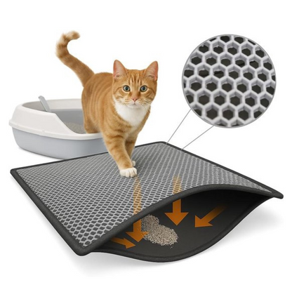 Tapis Litière Chat Double Couche | Protection Anti-Dispersion Nid d’Abeille