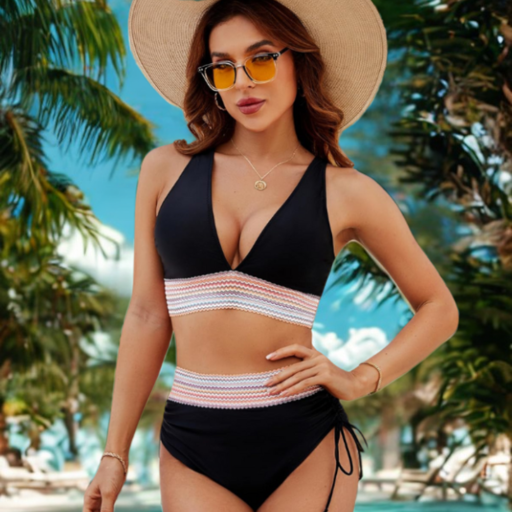 Ensemble Bikini Shoreline Curve | Maillot Taille Haute avec Contrôle du Ventre