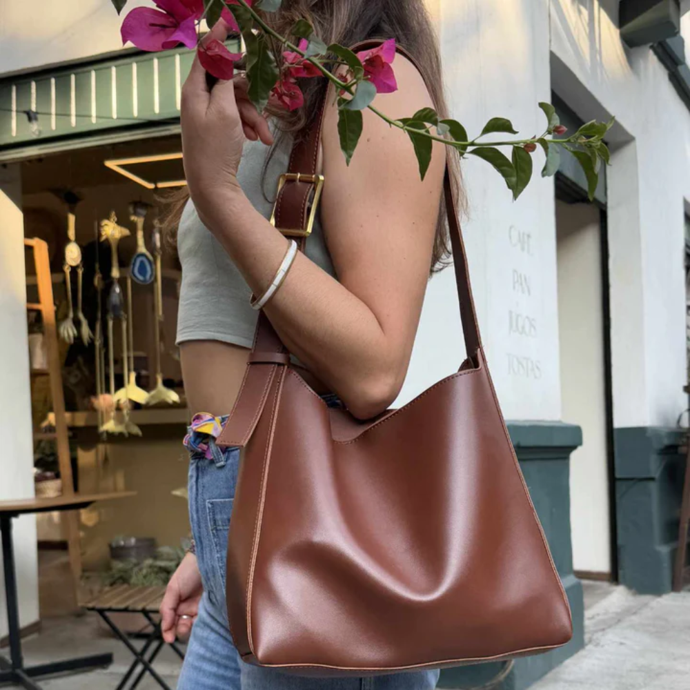 Sac Bandoulière Femme 2-en-1 avec Pochette | Élégant Similicuir Vegan