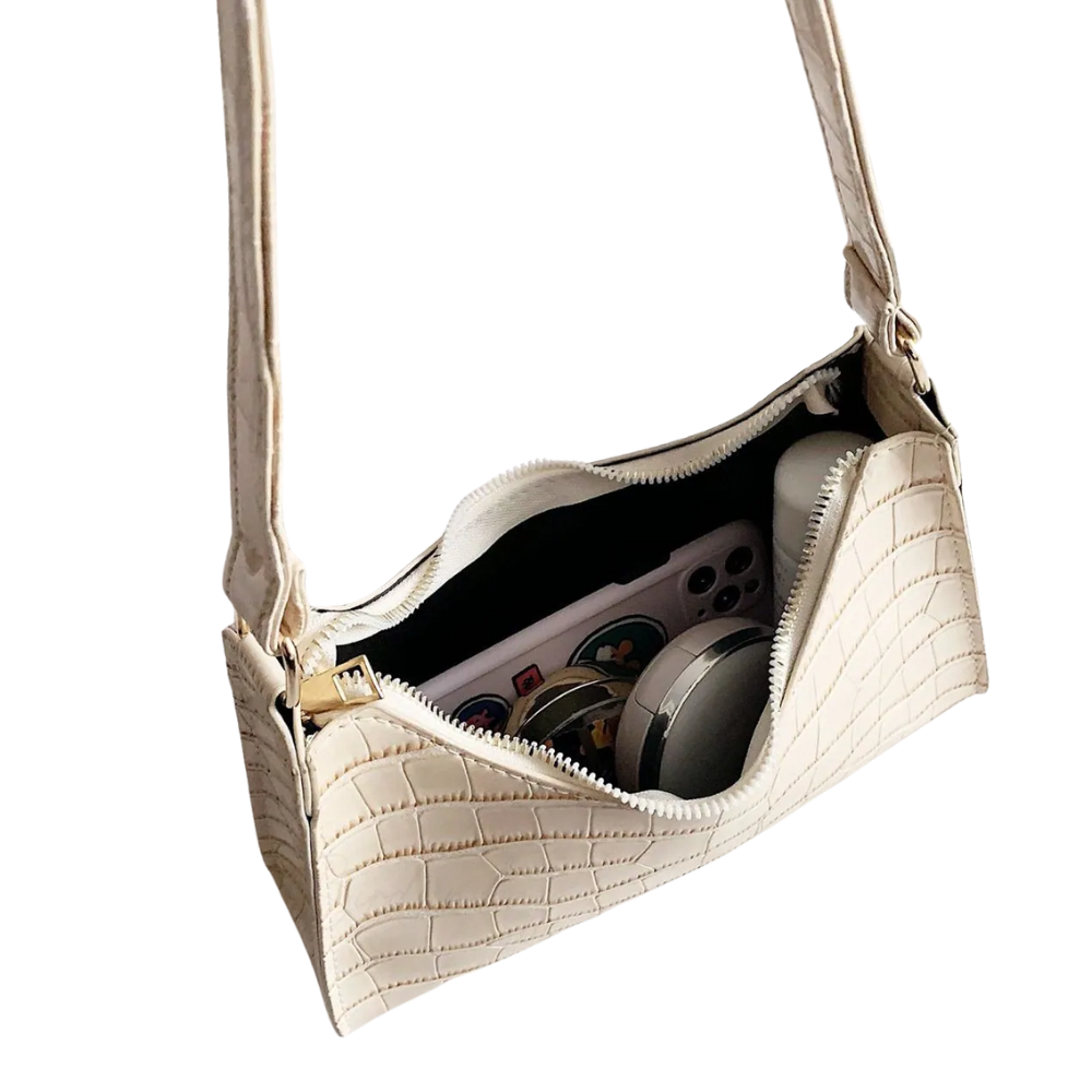 Sac à Main Baguette Texture Croco | Sac d’Épaule Léger et Stylé