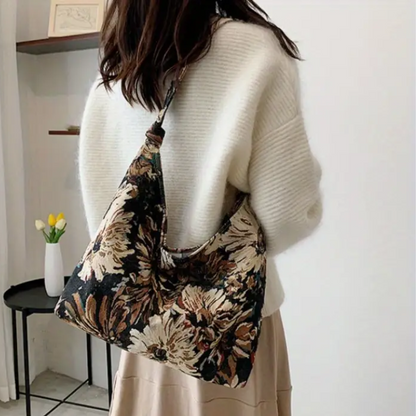 Sac Cabas Épaule en Toile Fleurie | Sac à Main Léger, Spacieux
