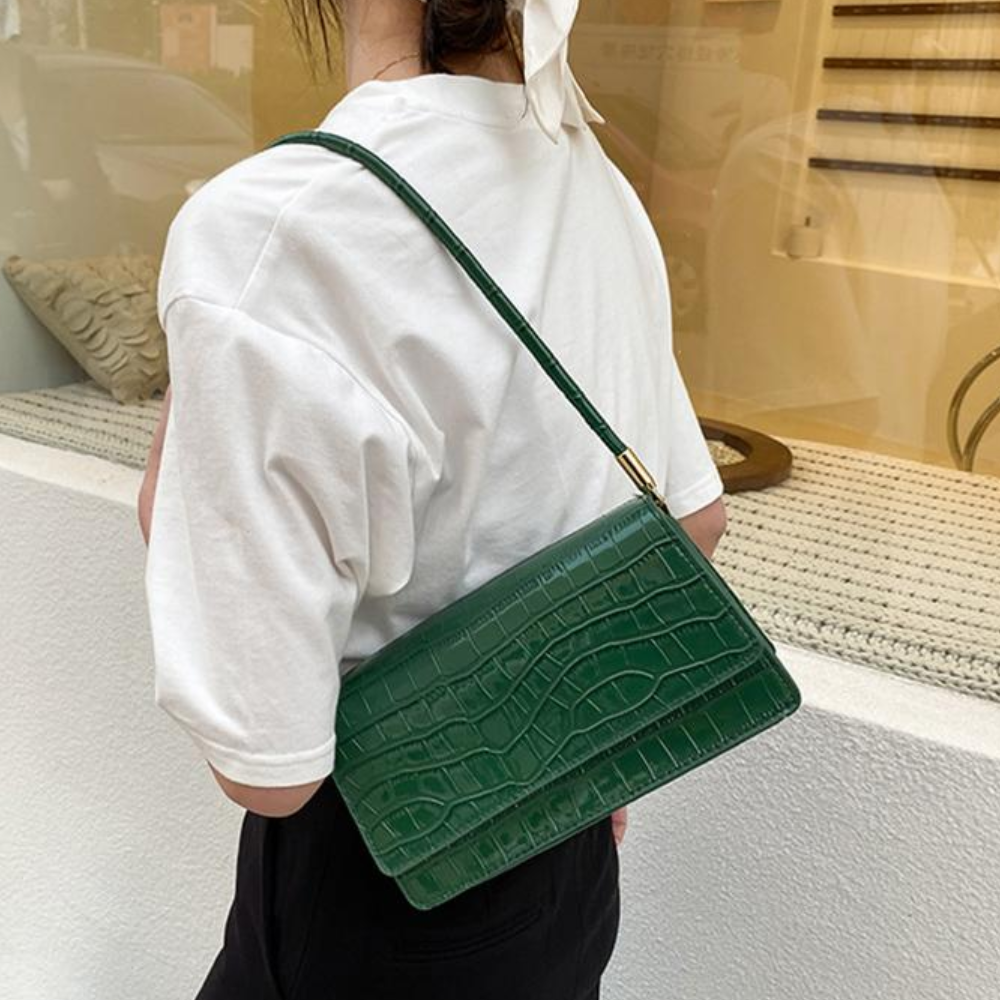 Sac à Main Classique à Motif Croco | Sac Bandoulière Élégant, Raffiné