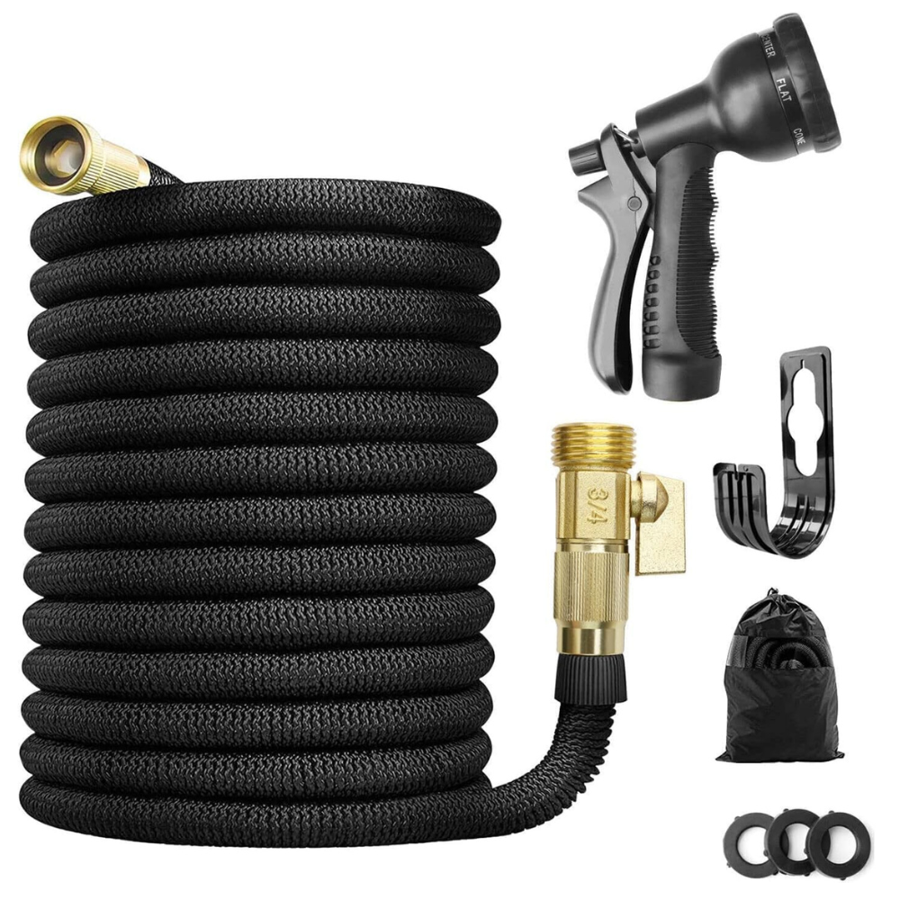 Tuyau d’Arrosage Extensible 30 mètres avec Buse Multifonction | Léger, Anti-Emmêlement