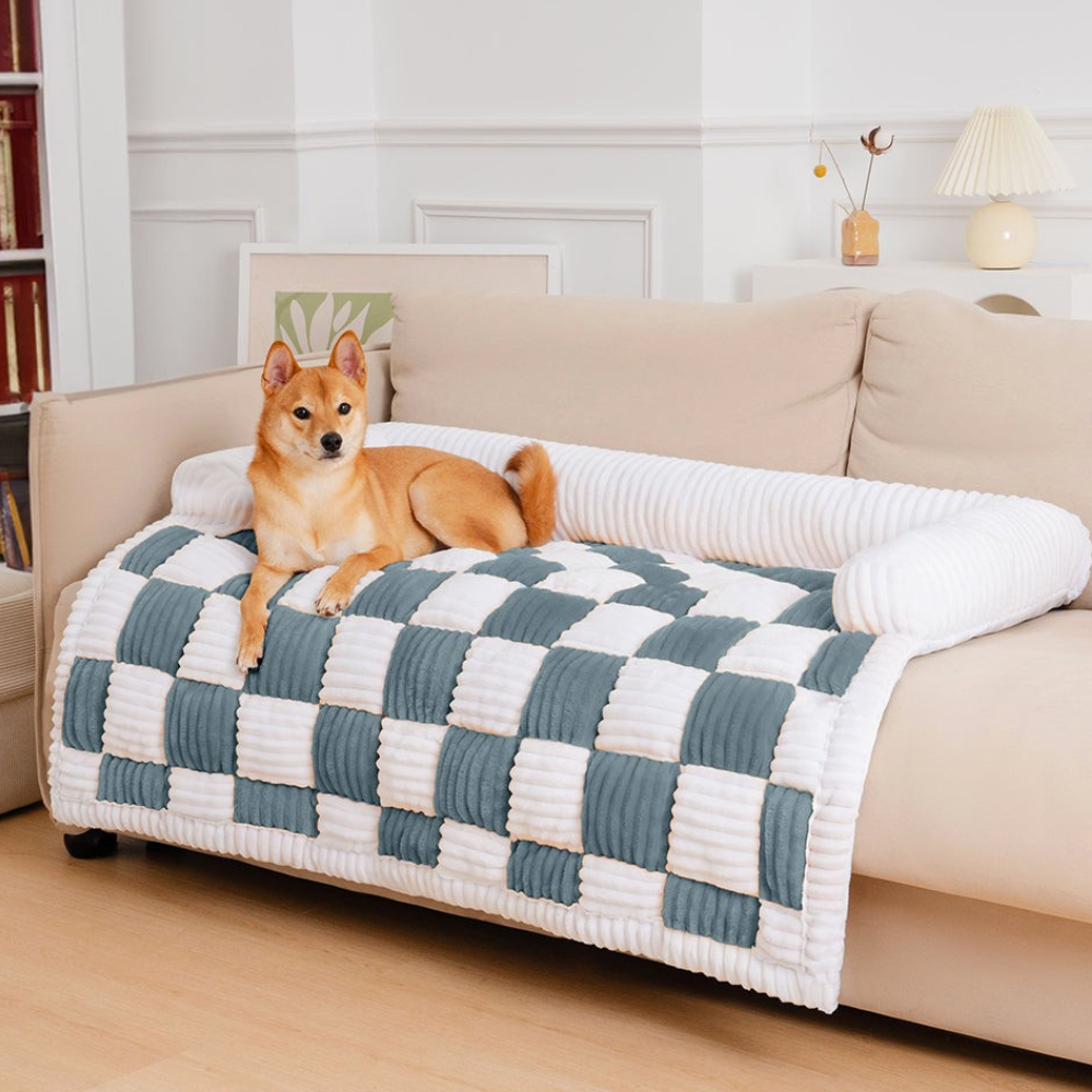 Housse de Canapé à Carreaux pour Chien | Tapis Douillet et Moelleux