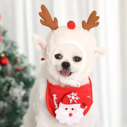 Chapeau et Bavoir Costume de Noël pour Animaux | Style Fête Adorable