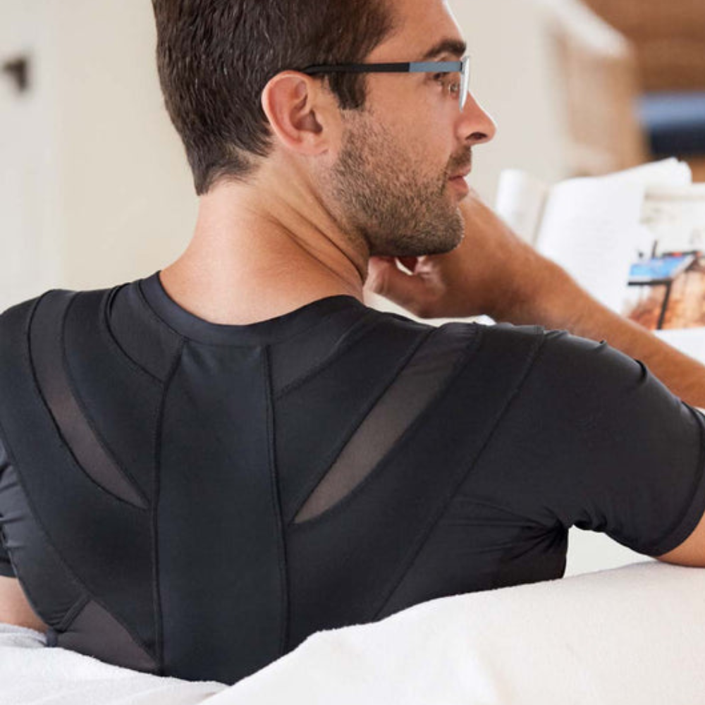 T-shirt Correcteur de Posture Homme Noir | Alignement Épaules & Colonne