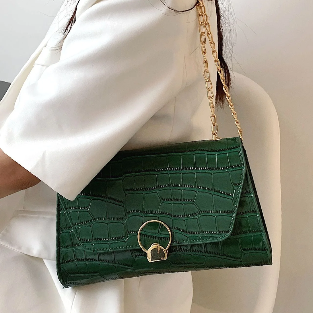 Sac Épaule Convertible 2-en-1 Motif Croco | Sac à Main Stylé, Élegant