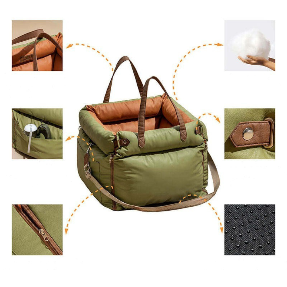 Siège Auto pour Animaux en Similicuir | Voyage Sûr et Élégant