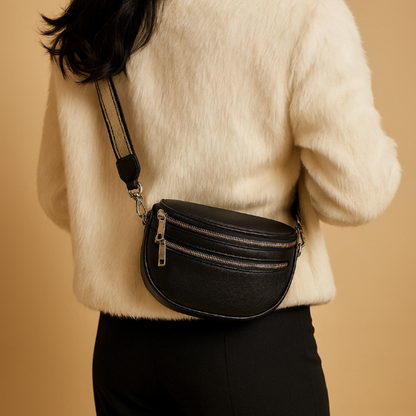 Sac Bandoulière En Similicuir à Double Fermeture Éclair | Compact, Élégant